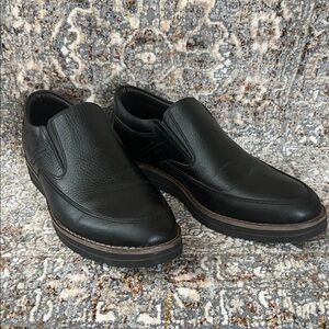 SATEL Men's Black Leather Slip-On Casual Loafers, EU size 43.
US size 10.